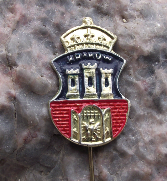 Vintage Poland Heraldic Polish City Town Crest Krakow Shield Pin Badge