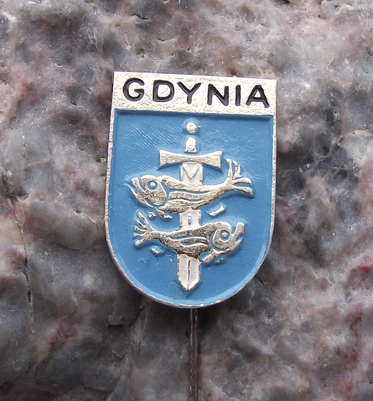 Vintage Poland Heraldic Polish City Town Crest Gdynia Pin Badge