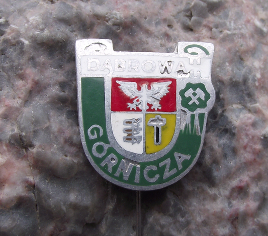 Vintage Poland Heraldic Polish City Town Crest Dabrowa Gornicza Pin Badge