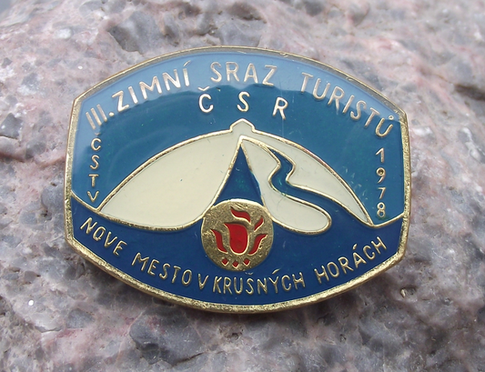 1978 Czechoslovakia 3rd Winter Tourist Meeting CSTV Skiing Pin Badge