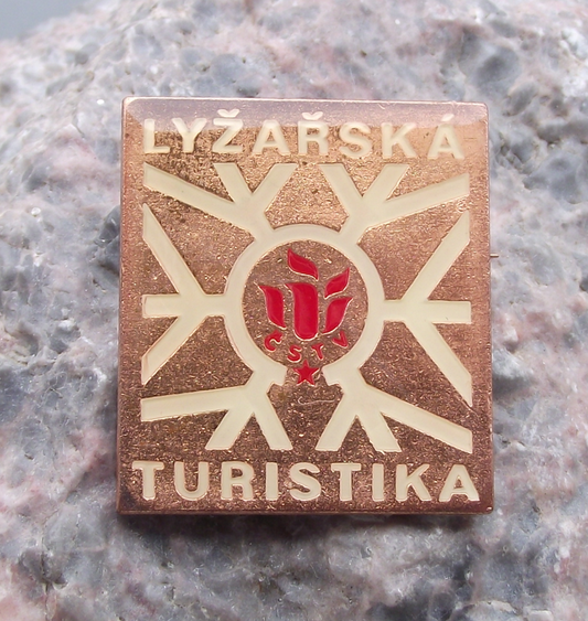 Vintage Czechoslovakia Skiing Association CSTV Ski Tourism Pin Badge