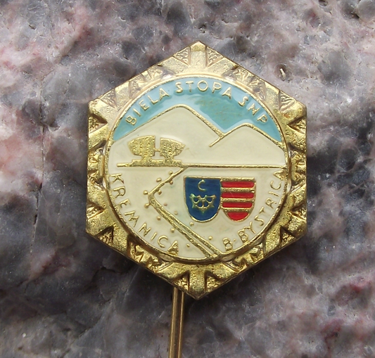 Vintage SNP Slovak National Uprising Cross Country Skiing Ski Race Pin Badge