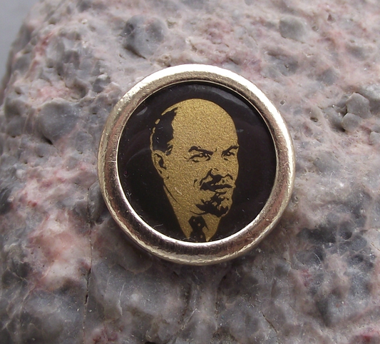 Vintage Black Gold Lenin Head Profile Soviet Revolutionary Portrait Pin Badge