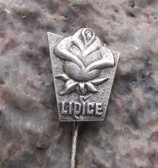 Vintage Lidice Rose Memorial Czech Village Destroyed by German Army Pin Badge