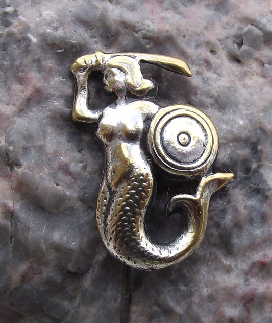 Vintage Poland Mermaid of Warsaw Polish Syrenka City Crest Pin Badge