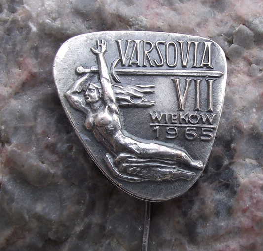 1965 Poland Nike Monument Statue Varsovia Symbol Polish Pin Badge