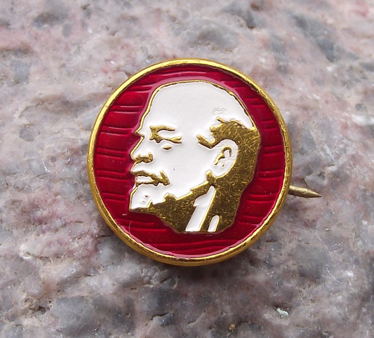 Vintage Circle Lenin Head Profile Soviet Revolutionary Leader Pin Badge