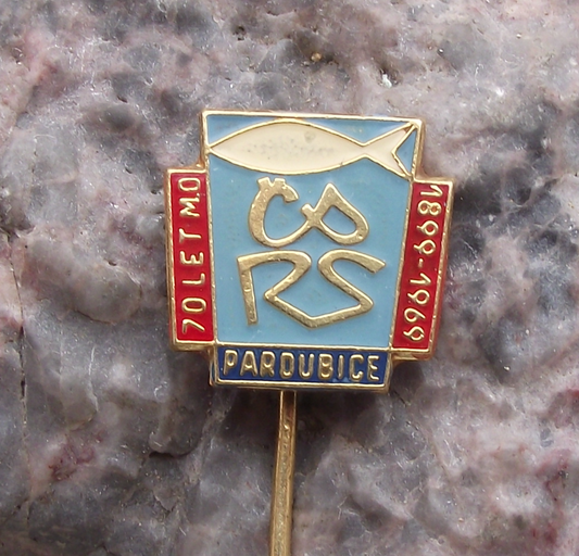 1969 Pardubice Czech Fishing Association CRS 70th Anniversary Pin Badge