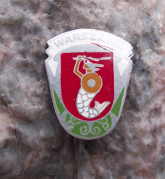 Vintage Polish Coat of Arms Mermaid Warsaw Syrenka Enamel Pin Badge