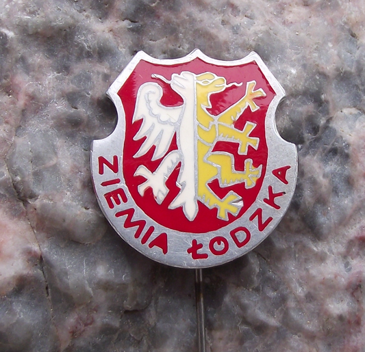 Vintage Polish Coat of Arms Ziemia Lodzka Enamel Pin Badge