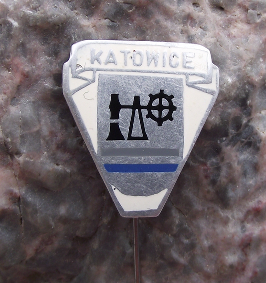 Vintage Polish Coat of Arms Katowice Enamel Pin Badge