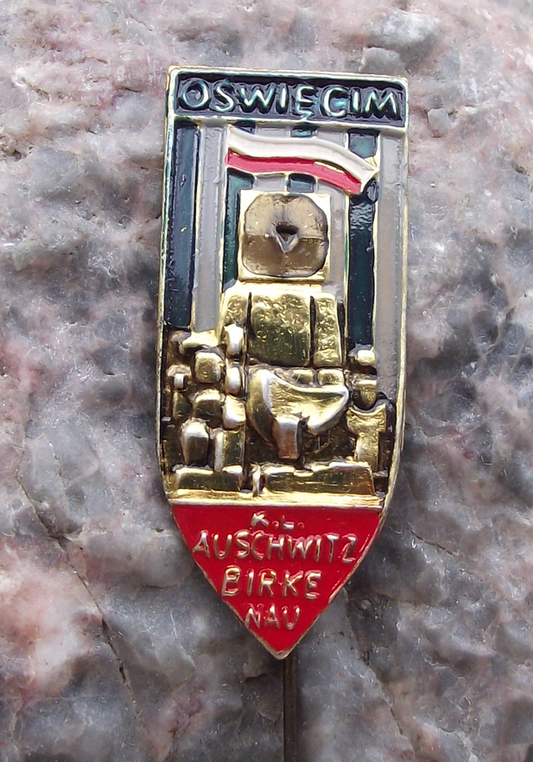 Vintage Auschwitz Birkenau Concentration Camp Polish Memorial Pin Badge