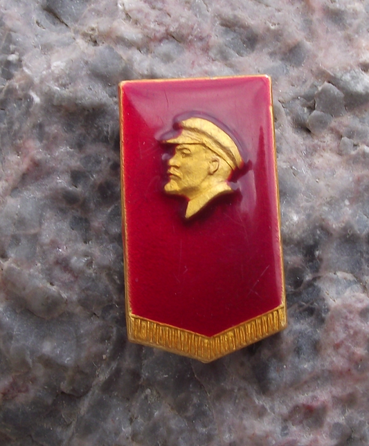 Vintage Vladimir Lenin Communist Leader Flat Workers Cap Red Banner Pin Badge