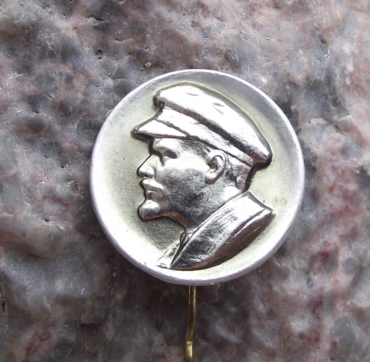 Vintage Vladimir Lenin Communist Leader Flat Workers Cap Soviet Pin Badge