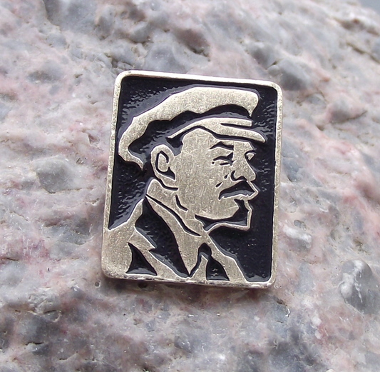 Vintage Vladimir Lenin Communist Leader Flat Workers Cap Beard Pin Badge