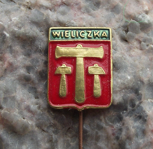 Vintage Polish Coat of Arms Wieliczka Poland Official Heraldic Crest Pin Badge