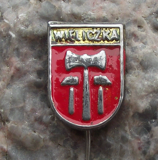 Vintage Old Polish Coat of Arms Wieliczka Official Heraldic Crest of Poland Pin Badge