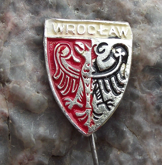 Vintage Poland Heraldic Polish City Town Crest Wroclaw Shield Pin Badge