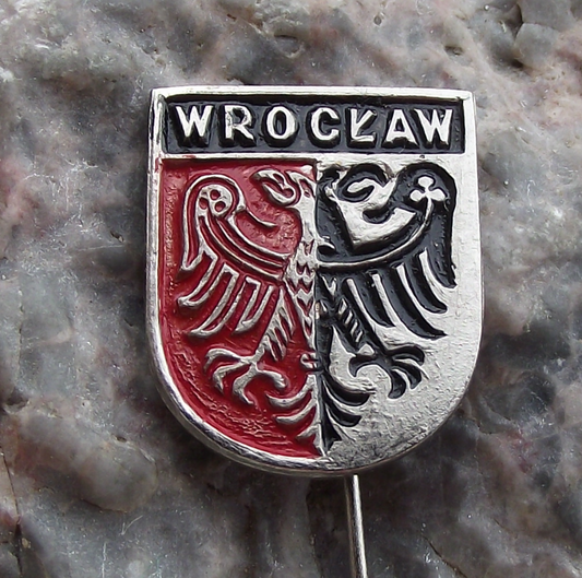 Vintage Wroclaw Poland Heraldic Polish City Town Crest Shield Pin Badge