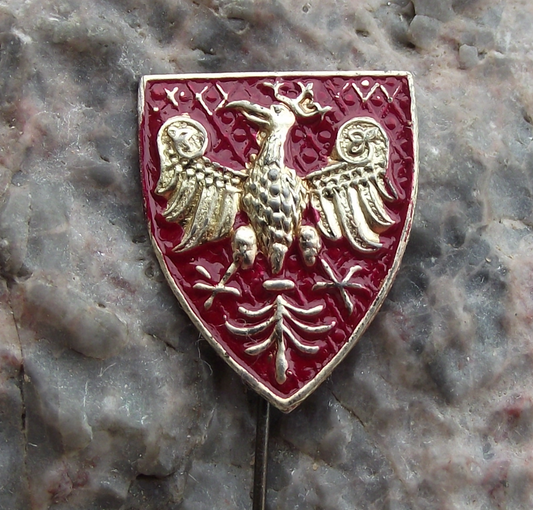 Vintage Poland Heraldic Polish City Wroclaw No Text Crest Shield Pin Badge