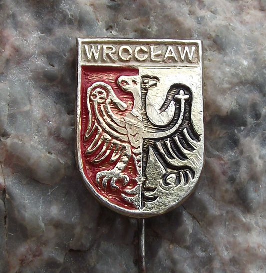 Vintage Poland Heraldic Polish City Wroclaw Town Crest Shield Pin Badge