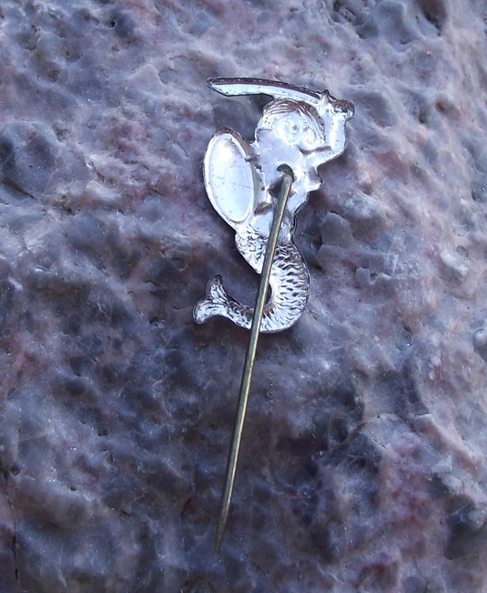 Vintage Old Polish Mermaid of Warsaw Syrenka Poland City Crest Large Pin Badge