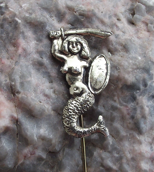 Vintage Old Polish Mermaid of Warsaw Syrenka Poland City Crest Large Pin Badge