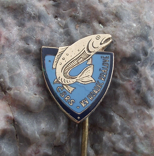 Vintage CSRS CRS Fishing Association Hradec Kralove Czech Pin Badge