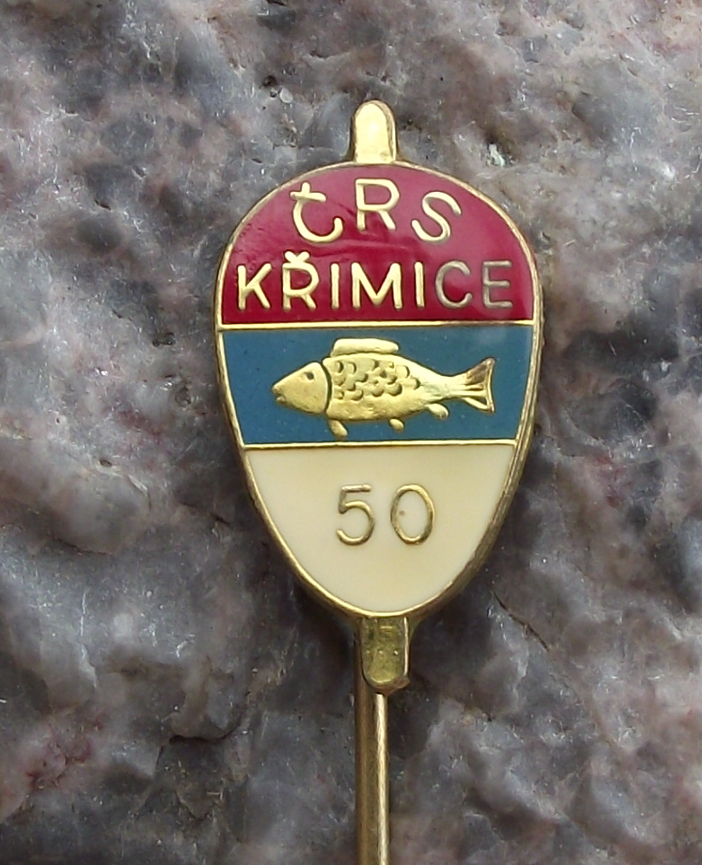 Vintage CSRS Fishing Association Krimice 50th Anniversary Pin Badge