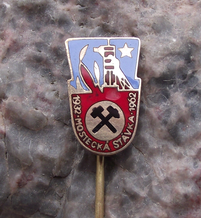 1962 Czech Miners Strike City of Most 30th Anniversary Pin Badge