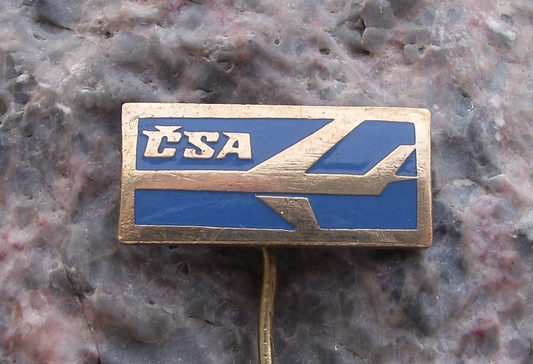 Vintage 1970's CSA Czech Airlines Aircraft Blue Logo Aviation Pin Badge