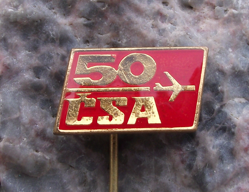 1973 CSA Czechoslovakia Czech Airlines 50th Anniversary Pin Badge