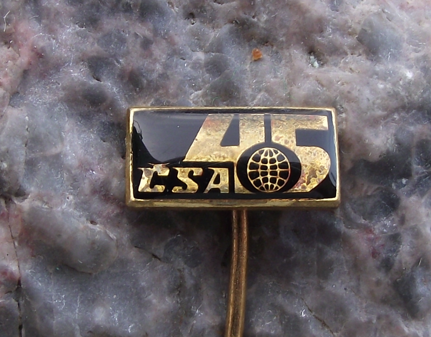 1968 CSA Czechoslovakia Czech Airlines 45th Anniversary Pin Badge