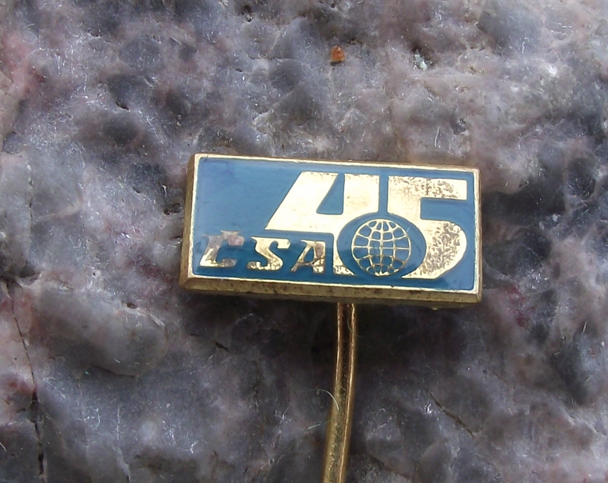 1968 CSA Czechoslovakia Czech Airlines 45th Anniversary Pin Badge