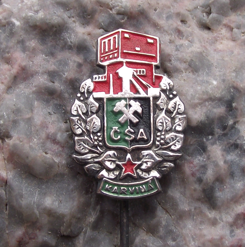 Vintage CSA Karvina Mining Region Czechoslovak Army Coal Mine Pin Badge