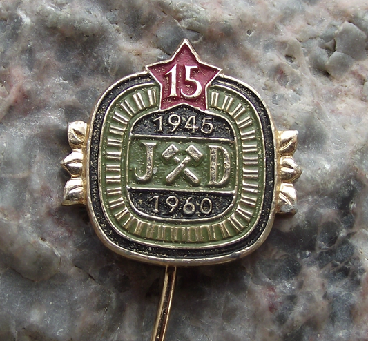 1960 Jachymov Uranium Mines Czechoslovakia 15th Anniversary Pin Badge