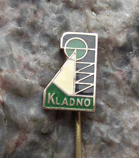 Vintage Kladno Town Mine Shaft Lift Tower Czechoslovakia Mining Pin Badge