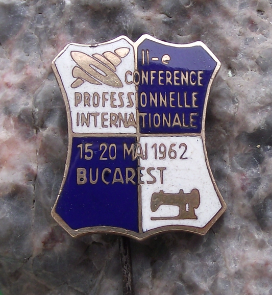 1962 Bucharest Textile Workers Trade Union UIS 2nd Conference Pin Badge