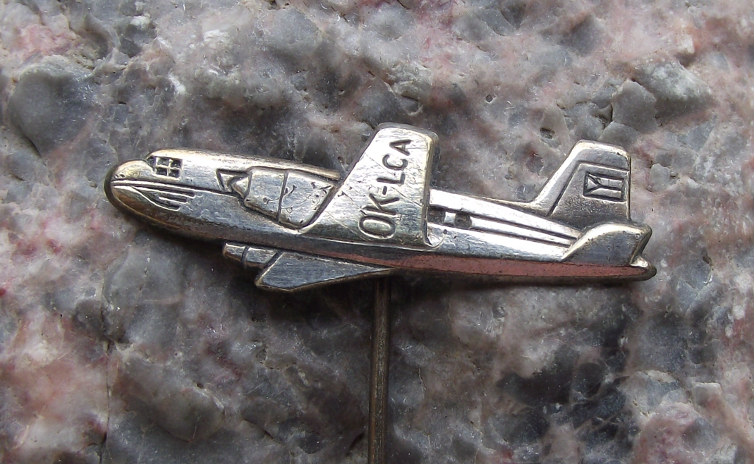 1957 CSA Czechoslovakia Airlines Avia AV-14 OK-LCA Aircraft Pin Badge