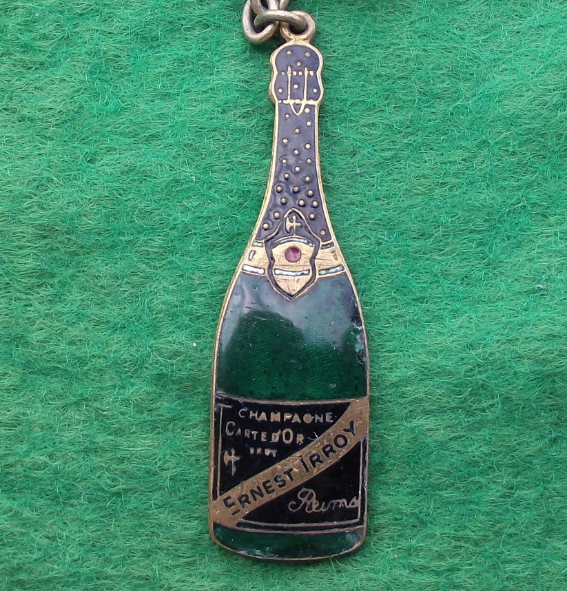 Vintage Ernest Irroy Champagne Bottle Keychain Keyring