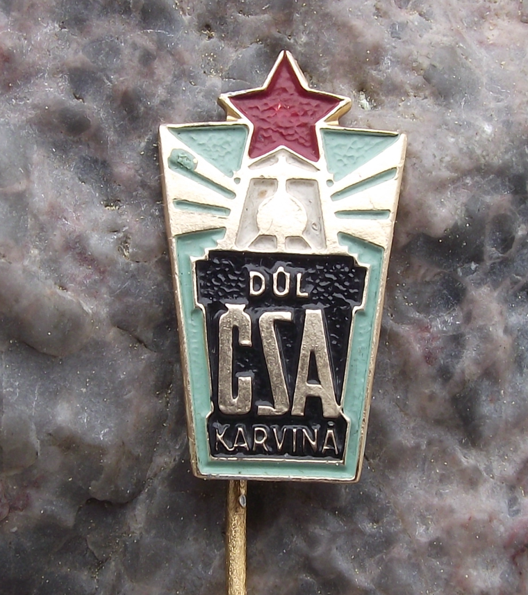 Vintage CSA Czechoslovak Army Coal Mine Miners Lantern Lamp Pin Badge