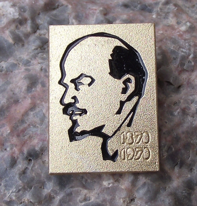 1970 V I Lenin Head Centenary 100th Anniversary Black Ink Pin Badge