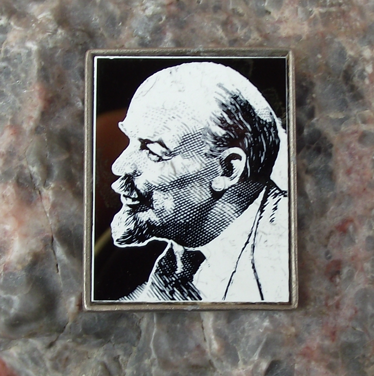 Vintage Vladimir Lenin Communist Leader Shirt and Tie Mirror Pin Badge