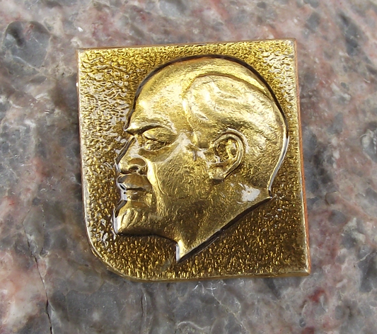 Vintage Vladimir Lenin Golden Head Soviet Union Leader Pin Badge