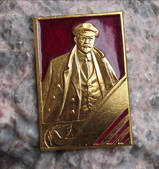 Vintage Vladimir Lenin Wearing Flat Cap Soviet Union Dove of Peace Pin Badge