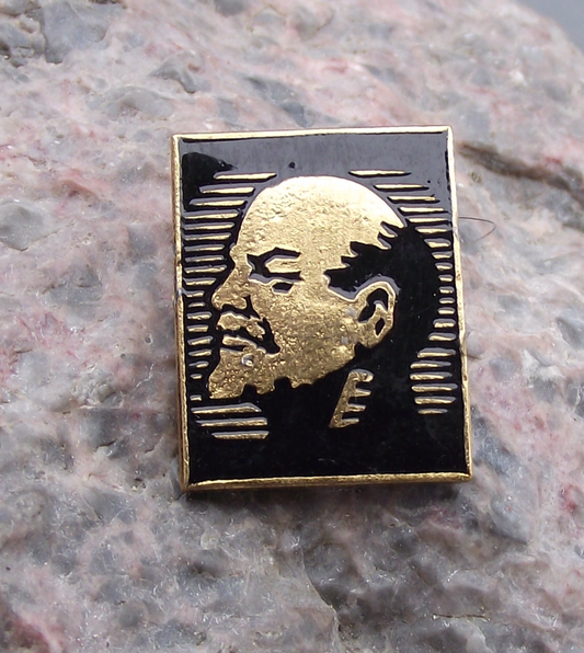 Vintage Soviet Lenin Head Outline Soviet Political Left Wing Black Pin Badge