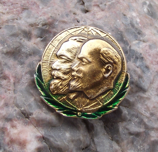 Vintage Karl Marx VI Lenin Founders of Socialist Russia Communist Pin Badge