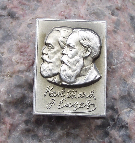 Vintage Karl Marx Friedrich Engels Socialist Pioneers Russian Pin Badge