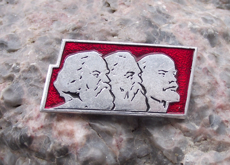 Vintage Marx Engels Lenin Founders of Socialist Russia Communist Pin Badge