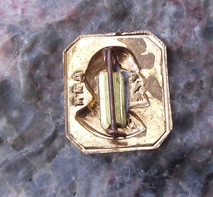 Vintage Early VI Lenin 3D Raised Relief Golden Head Enamel Square Pin Badge